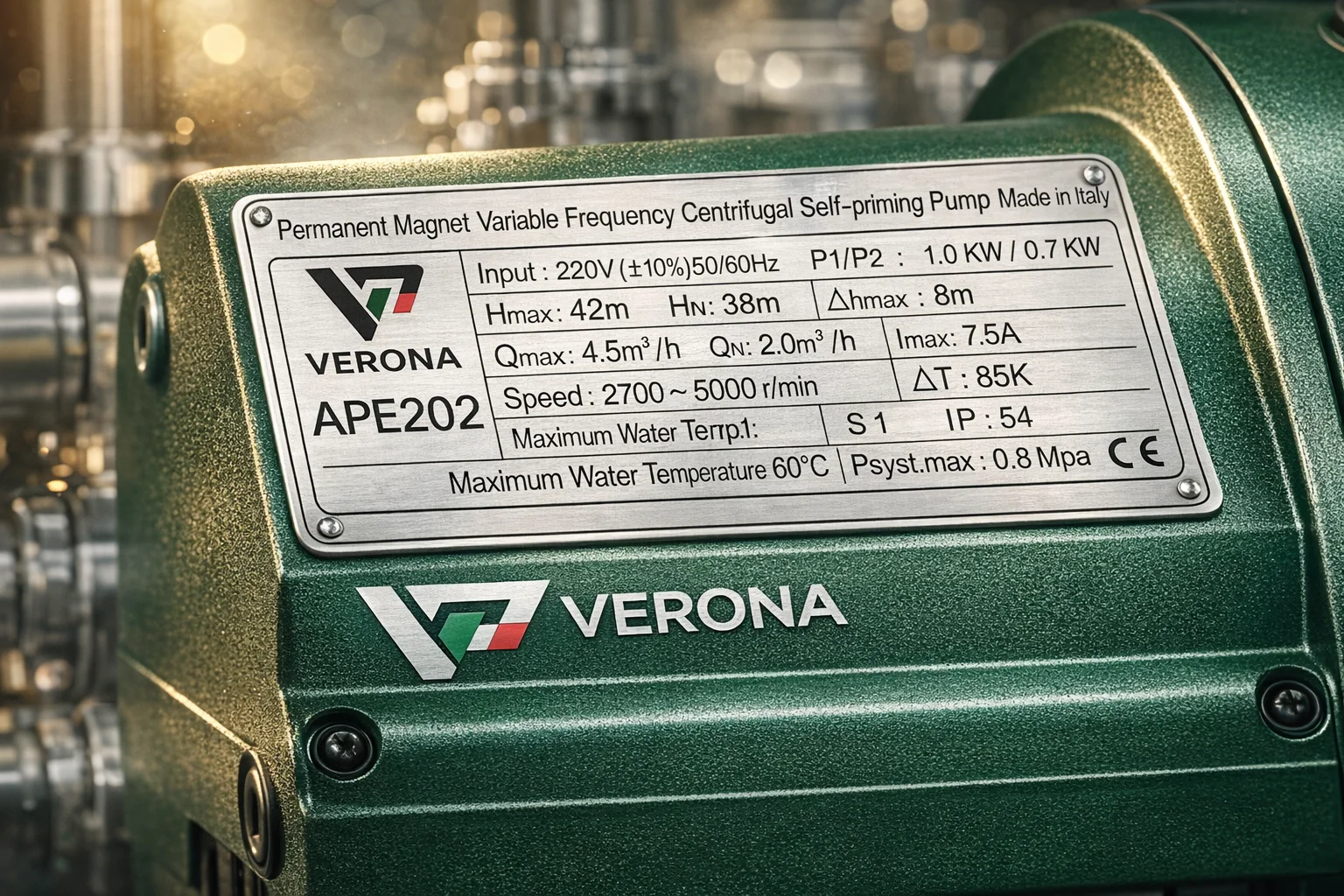 Verona APE202 specification plate